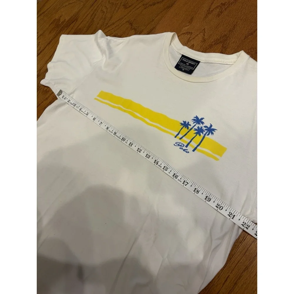 Vtg Polo Sport Ralph‎ Lauren T Shirt M White Palm Graphic Cotton Short Sleeve